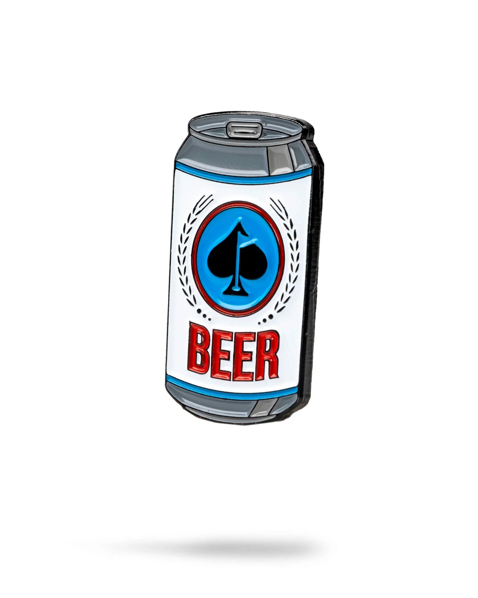 Beer can golf ball marker with magnetic backing