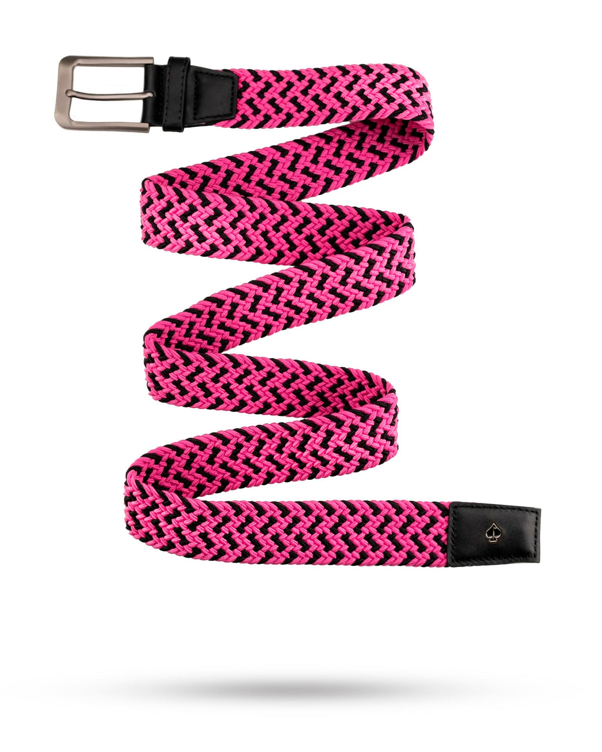 pink and black braided golf belt with stainless buckle