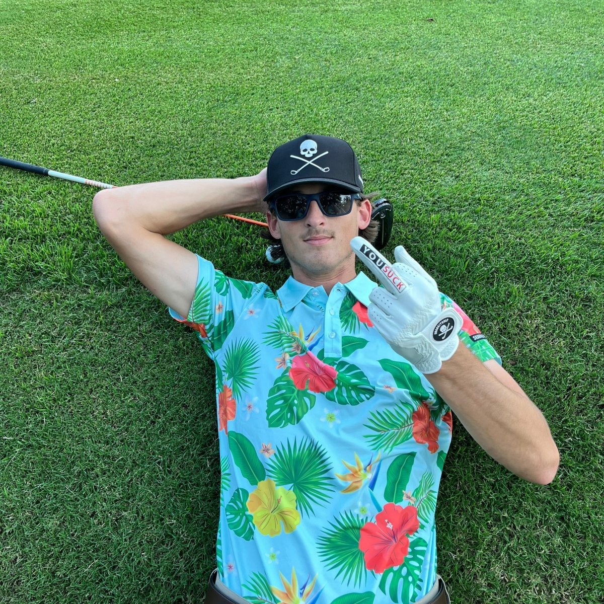 Skull And Crossbones Black Golf Hat