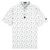Men's white polo with small cactus print – playful desert-inspired design with stretch, sun protection, and moisture-wicking comfort.