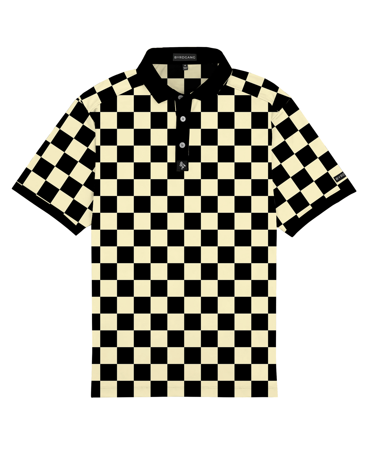 Men’s black-and-white checkerboard polo – retro-inspired, breathable, stretch-performance ready.