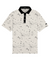 Men’s cream polo with subtle drip-splatter texture and contrast black collar—classic and breathable performance fit.
