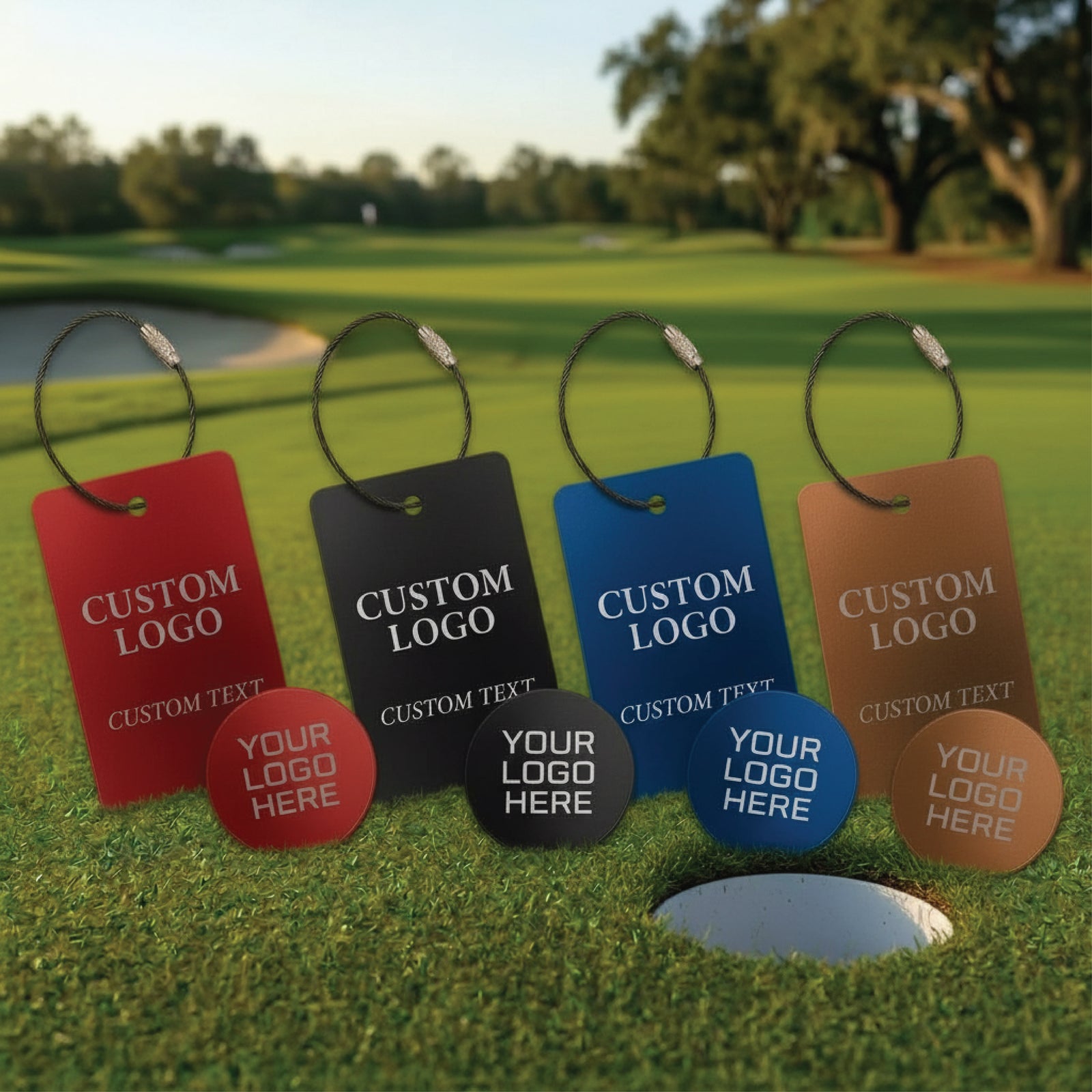 Custom Logo Bag Tags personalized with logos with Ball Marker