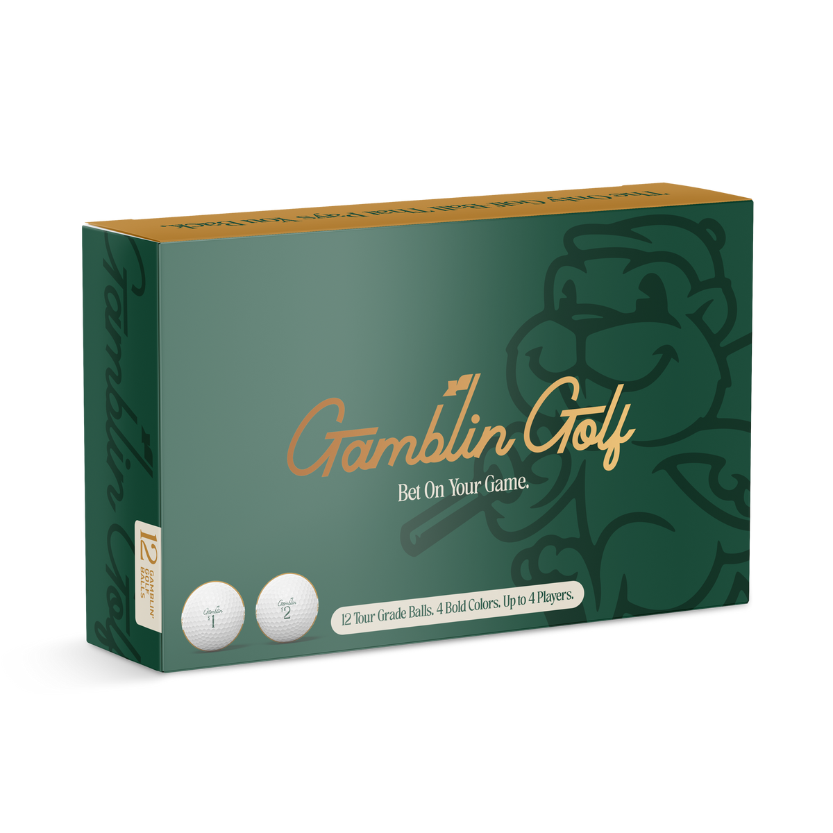 Gamblin Golf betting game with marked golf balls in gift box