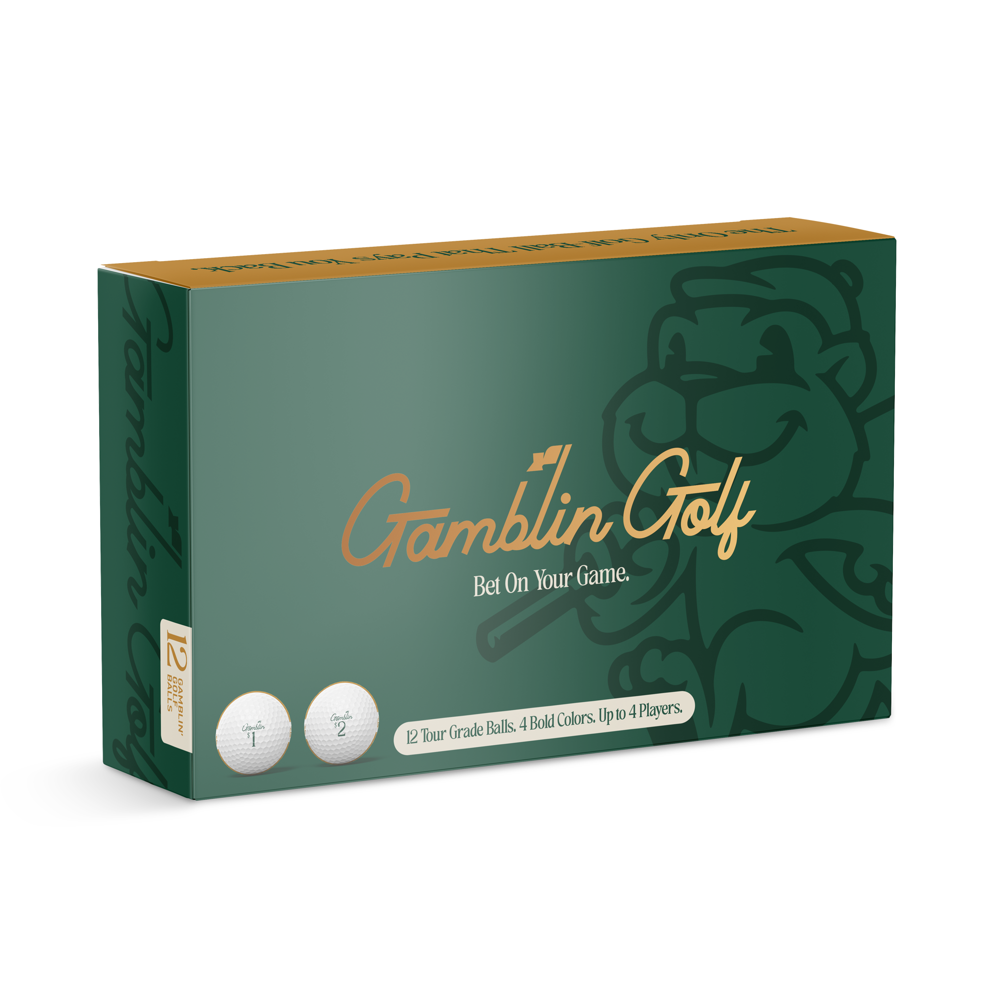 Gamblin Golf betting game with marked golf balls in gift box