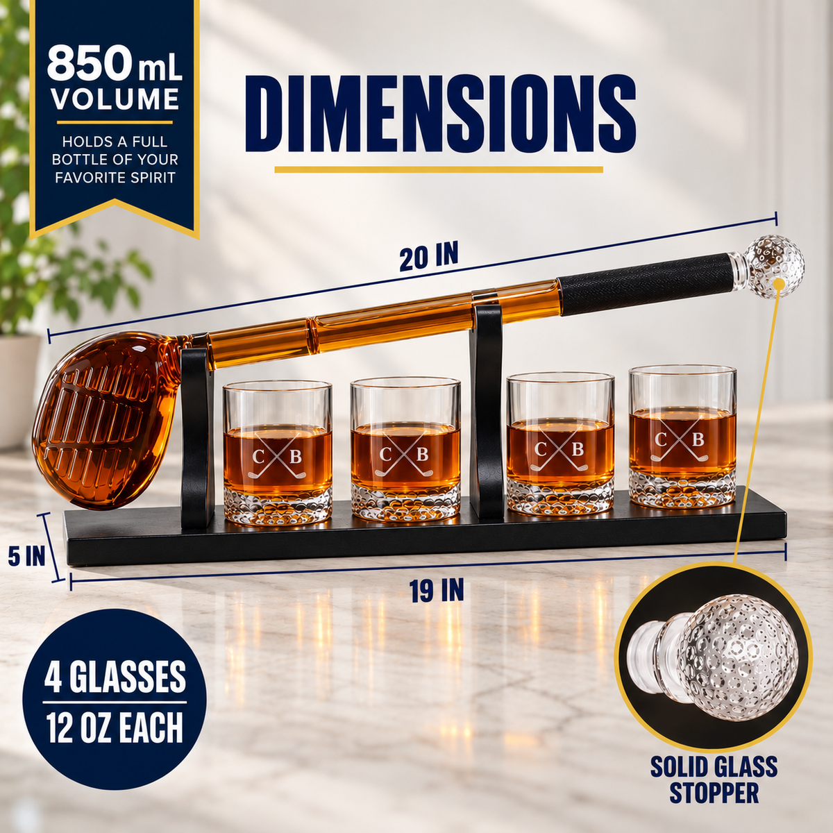 Personalized Golf Club Whiskey Decanter Set