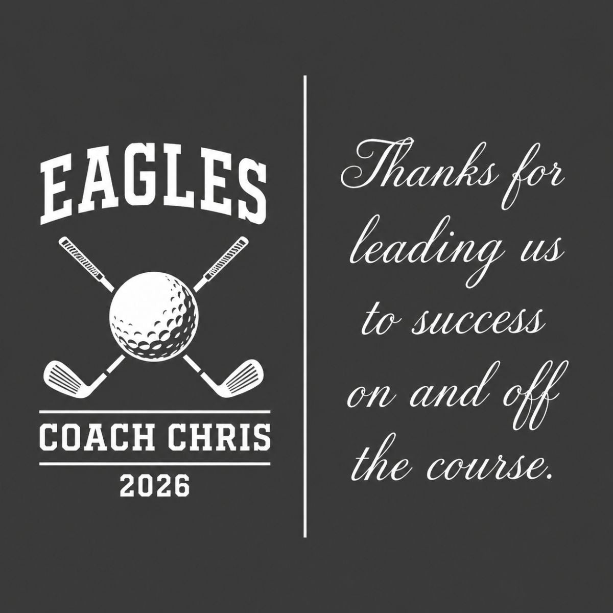 Personalized golf coach decanter engraved with coach name team name and year