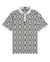 Men’s polo with blue neutral ikat geometric print – cultured, breathable, stretch-performance ready.