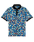 Men’s white polo with delicate pastel flower print – subtle floral detail, breathable, stretch-performance shirt.