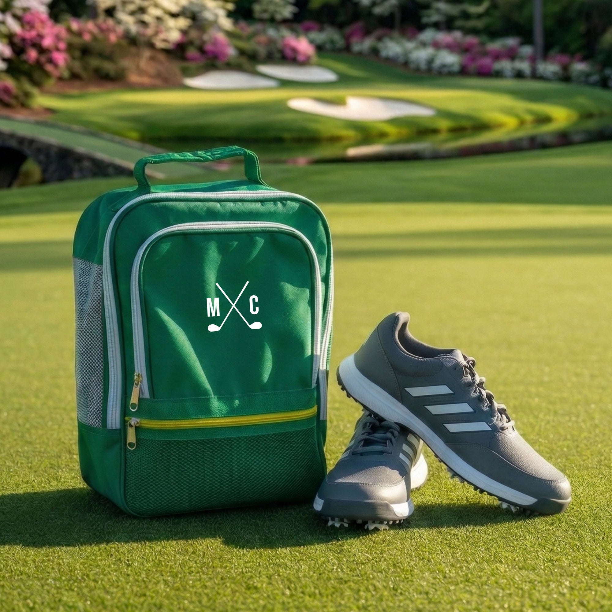 The Sunday Green Shoe Bag, personalized golf gift for dad