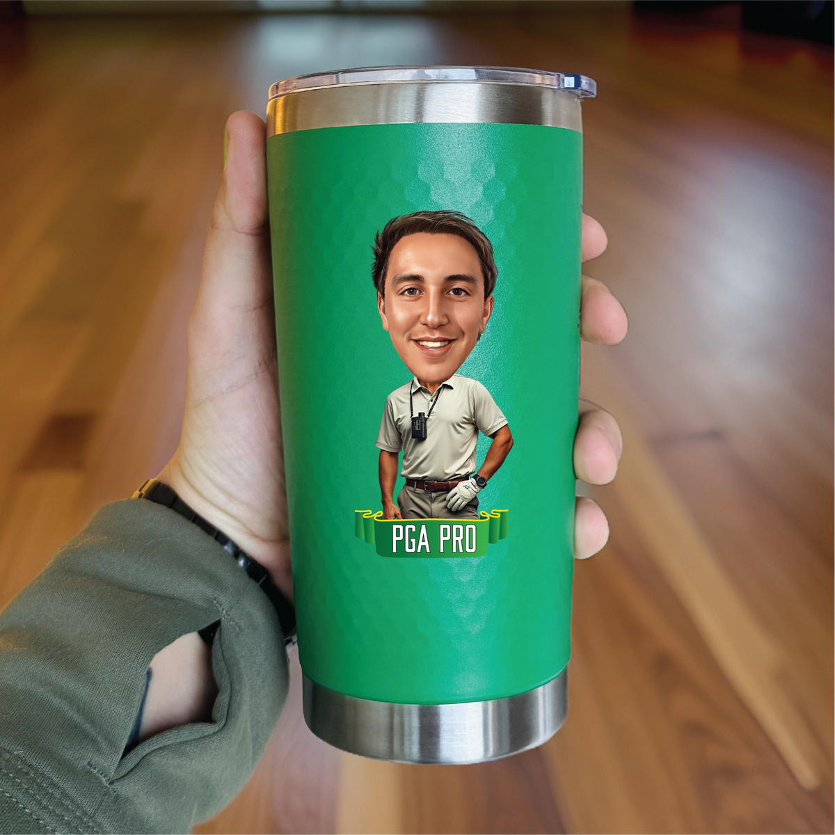  Personalized Mr. Tryhard golf tumbler with caricature and PGA Pro text