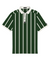 Men's green polo with retro horizontal stripes – athletic, breathable, stretch fit perfect for casual wear, golf, or travel.