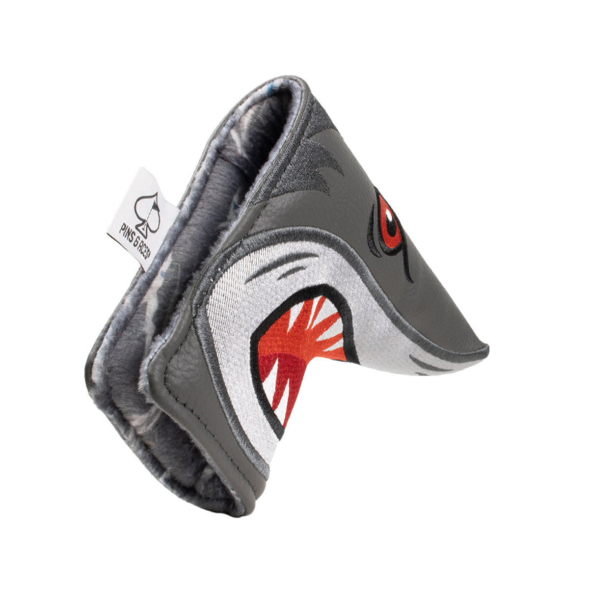 Funny shark-themed golf putter cover with teeth design