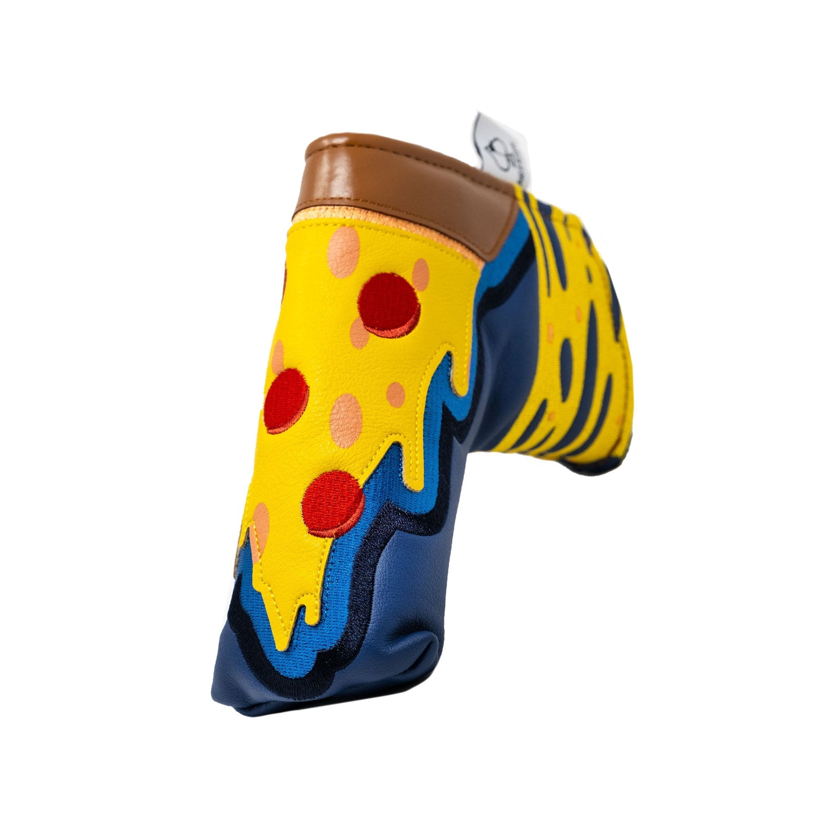 Funny pizza-themed golf putter cover with pepperoni design