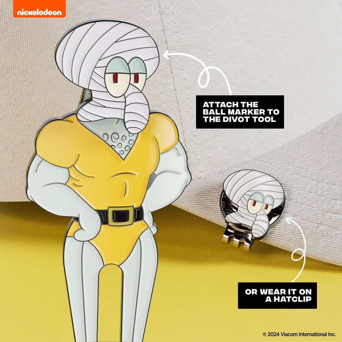 Handsome Squidward Divot Tool w/ attachable bandage ball marker