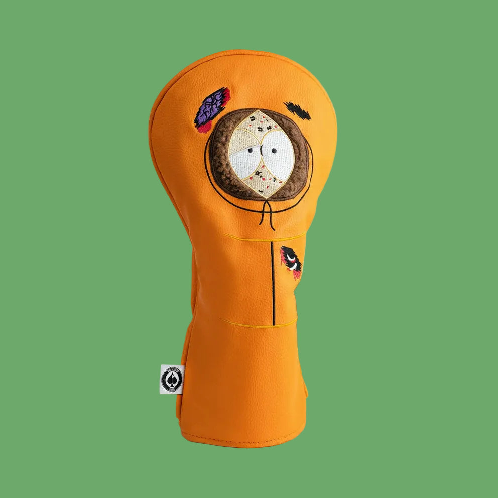 South Park Kenny officially licensed golf driver headcover in orange vegan leather with embroidered design