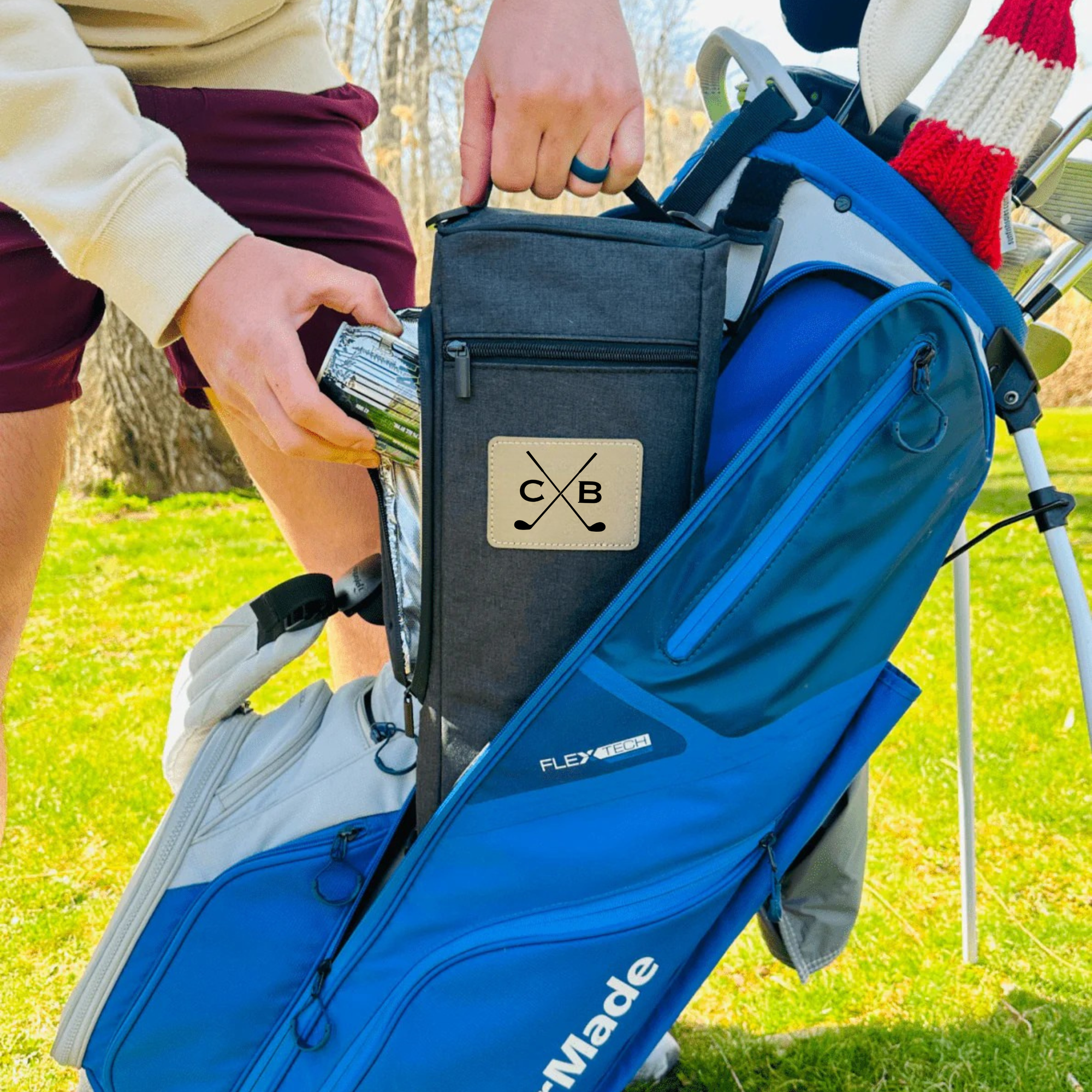 Birdie Brew Golf Cooler - Personalized Leather Patch | Fits Golf