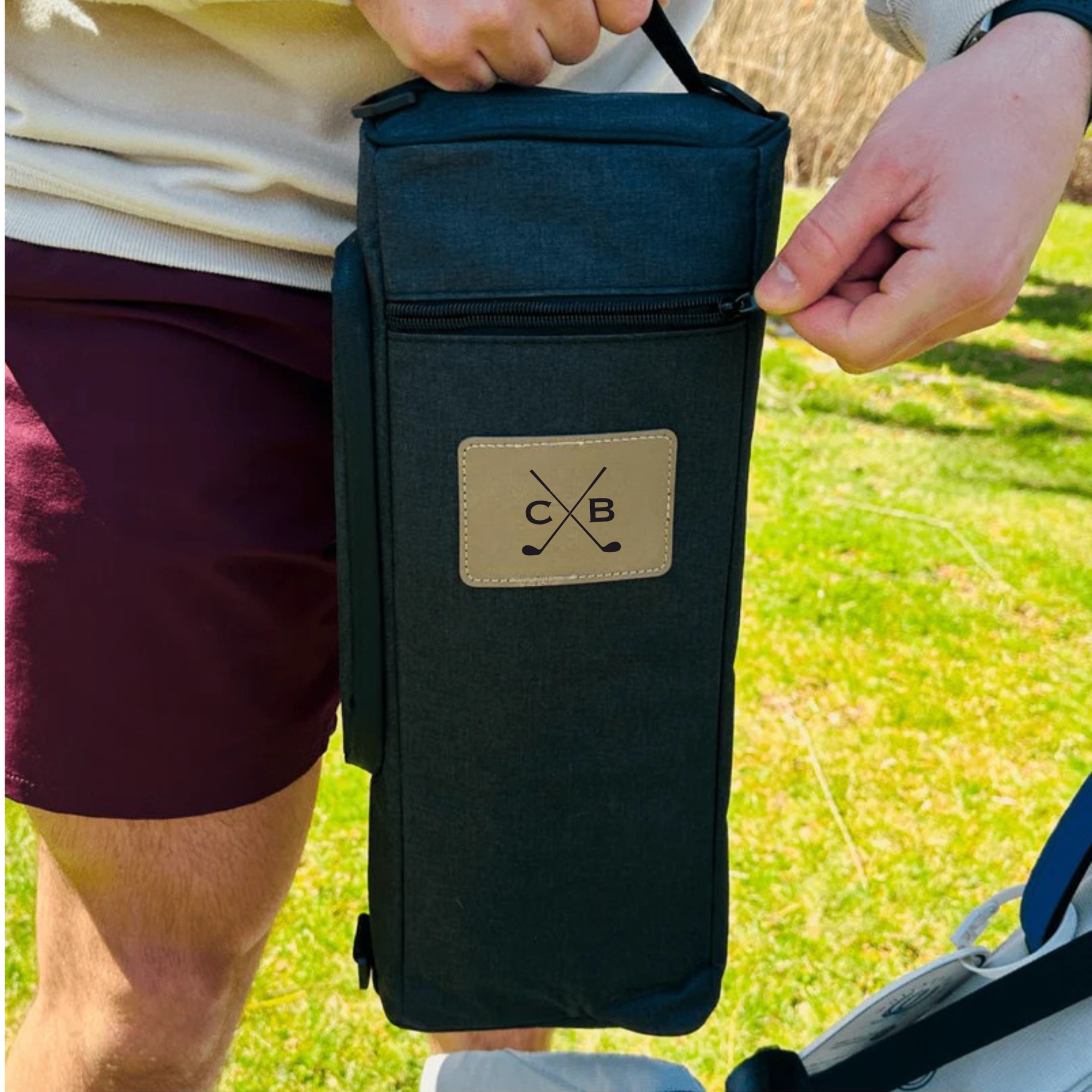 Birdie Brew Golf Cooler - Personalized Leather Patch | Fits Golf