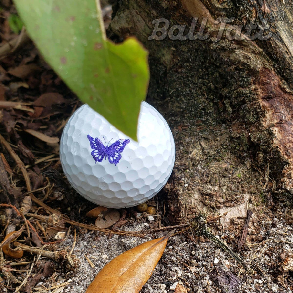 Butterfly golf ball stamp for durable and unique golf ball marking.