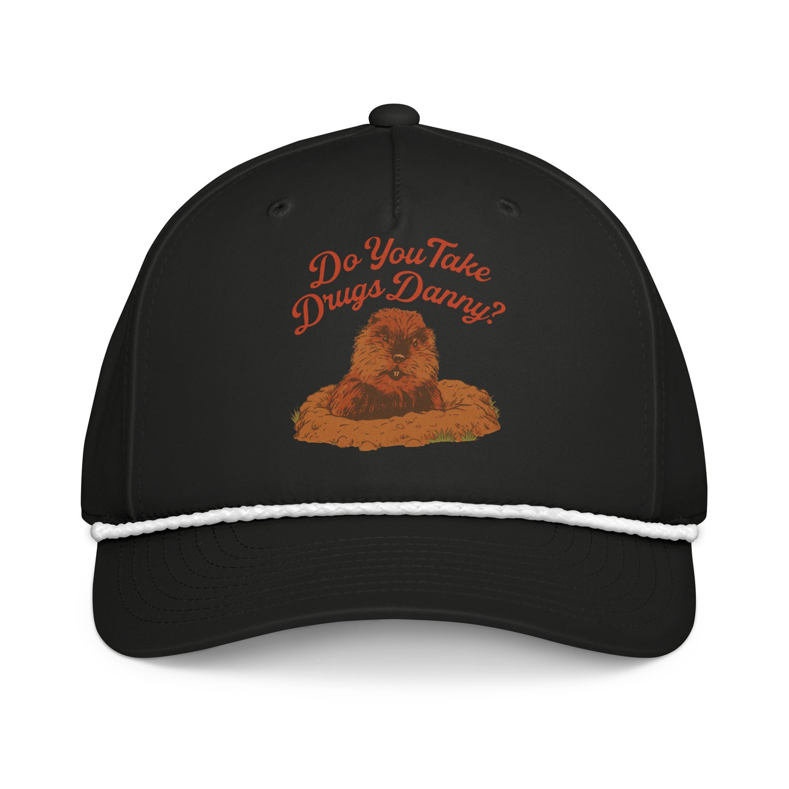 Funny golf hat with gopher and “Do You Take Drugs, Danny?” quote