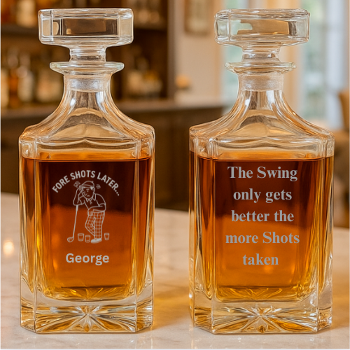Fore Shots Later Personalized Whiskey Decanter