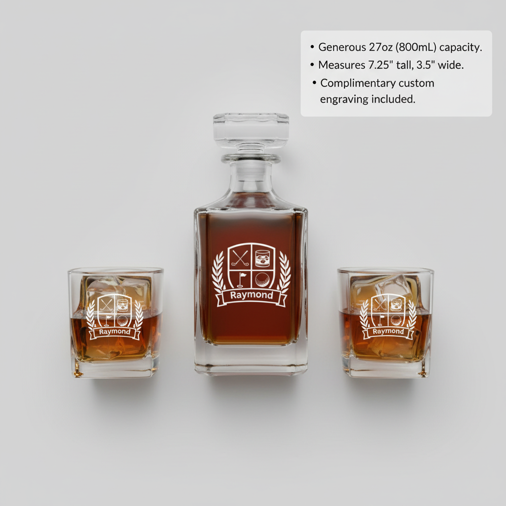 Golfer&#39;s Crest Personalized Decanter Box Set