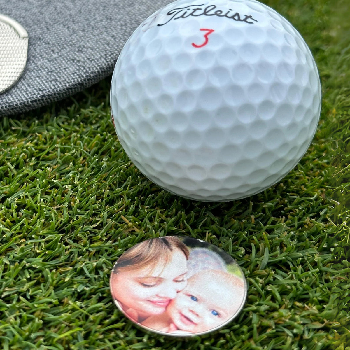 Custom Photo Golf Ball Marker and Hat Clip Set