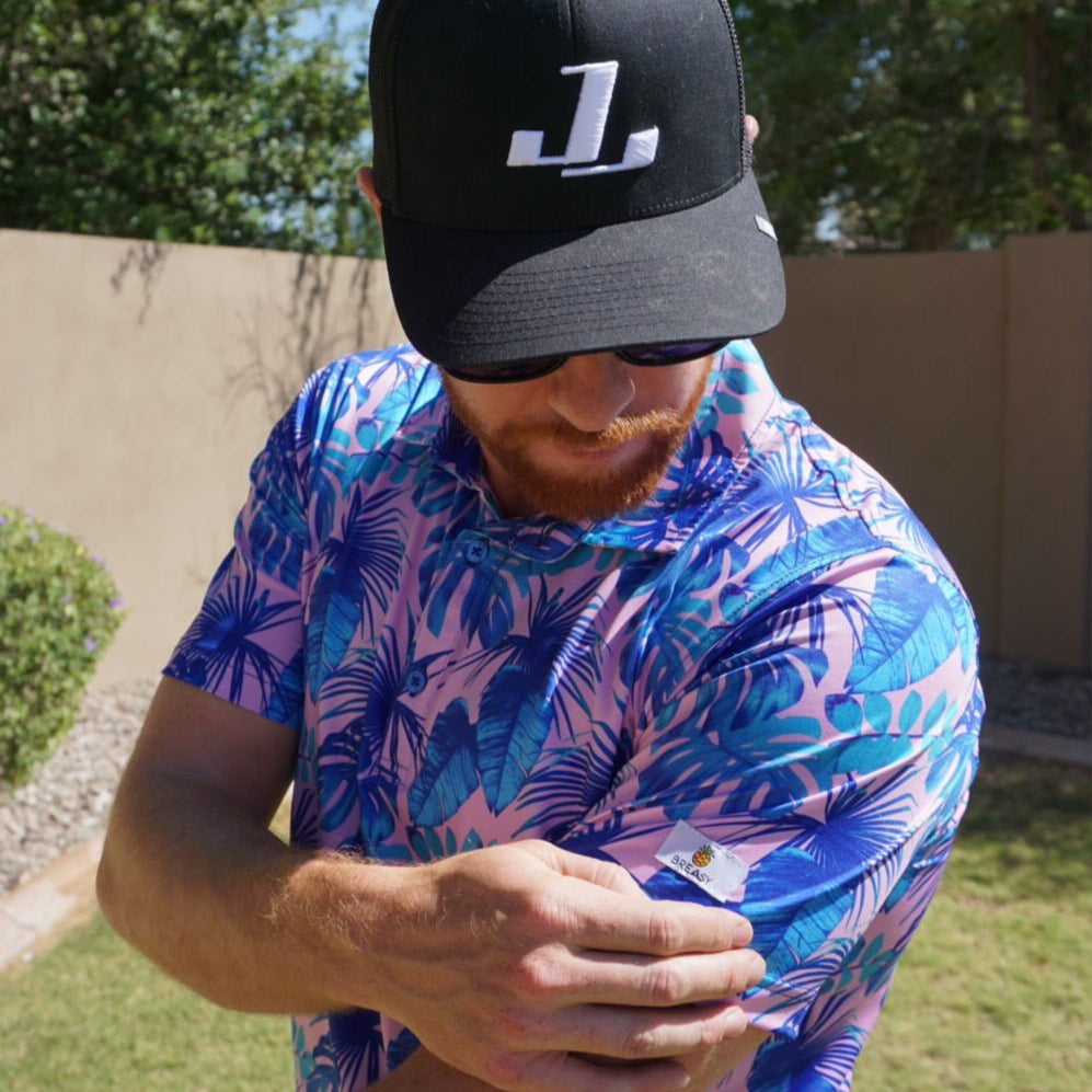 Pink Palm Golf Polo Shirt
