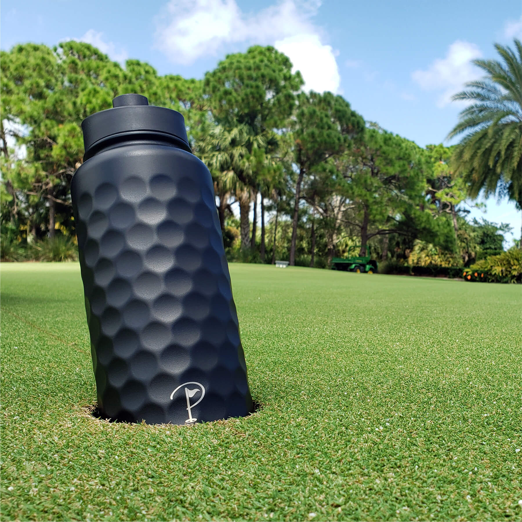 32 oz black water bottle with straw lid, ideal for active hydration.