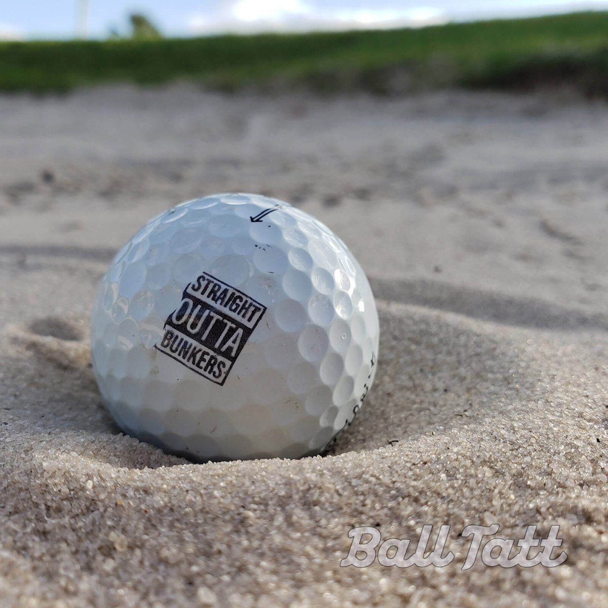 Straight Outta Bunkers golf ball stamp for unique ball marking.