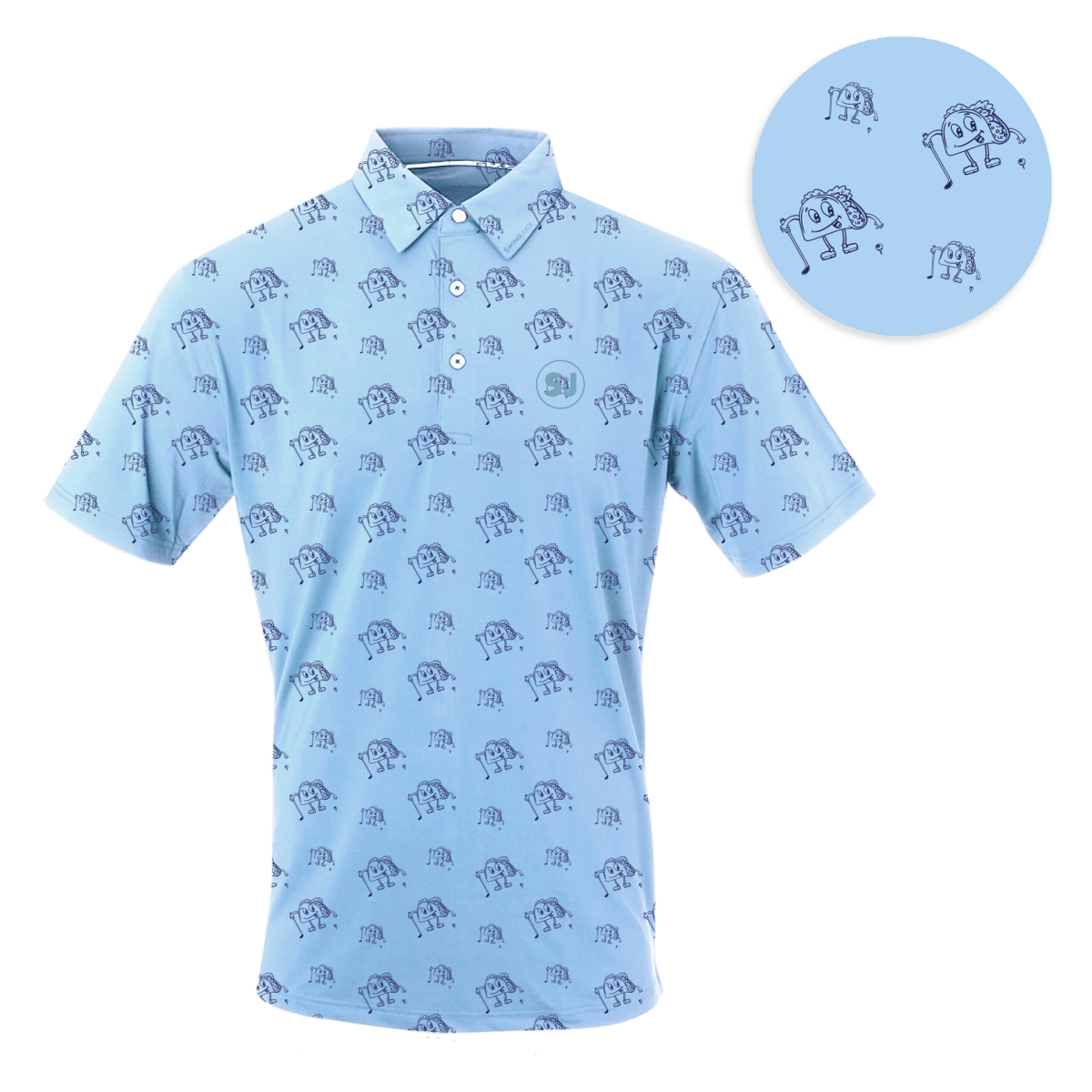 Golf Tacos Men’s Polo - Fun taco and golf design, relaxed fit, soft breathable fabric