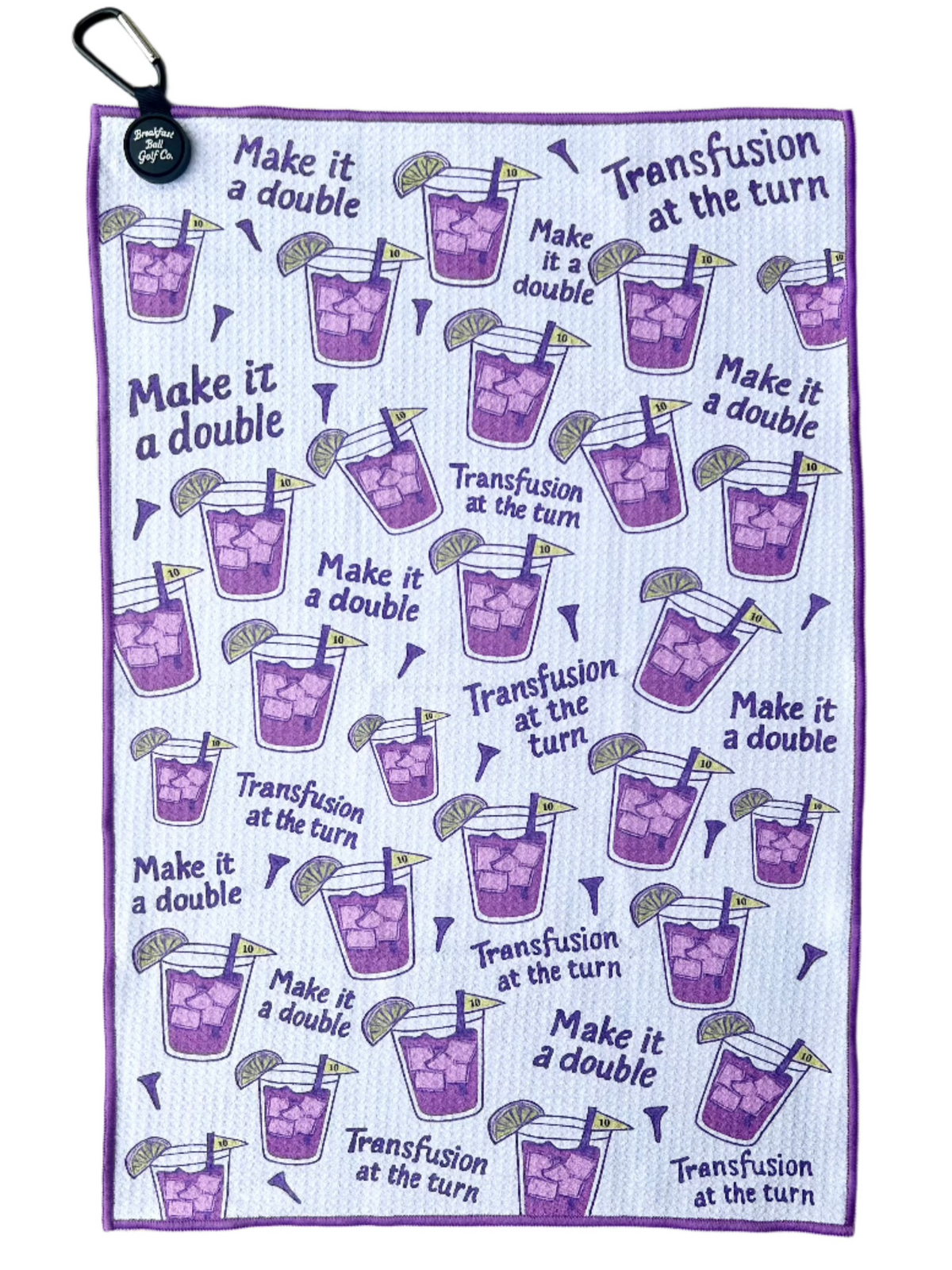 Transfusion tie-dye golf towel with waffle texture and hook attachment