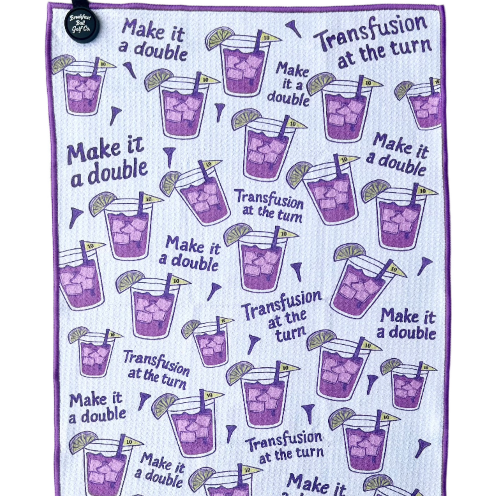 Transfusion tie-dye golf towel with waffle texture and hook attachment