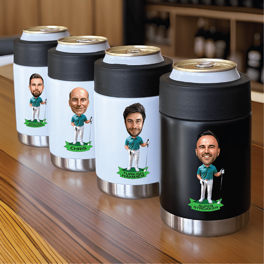 Personalized Golfer Caricature Koozie