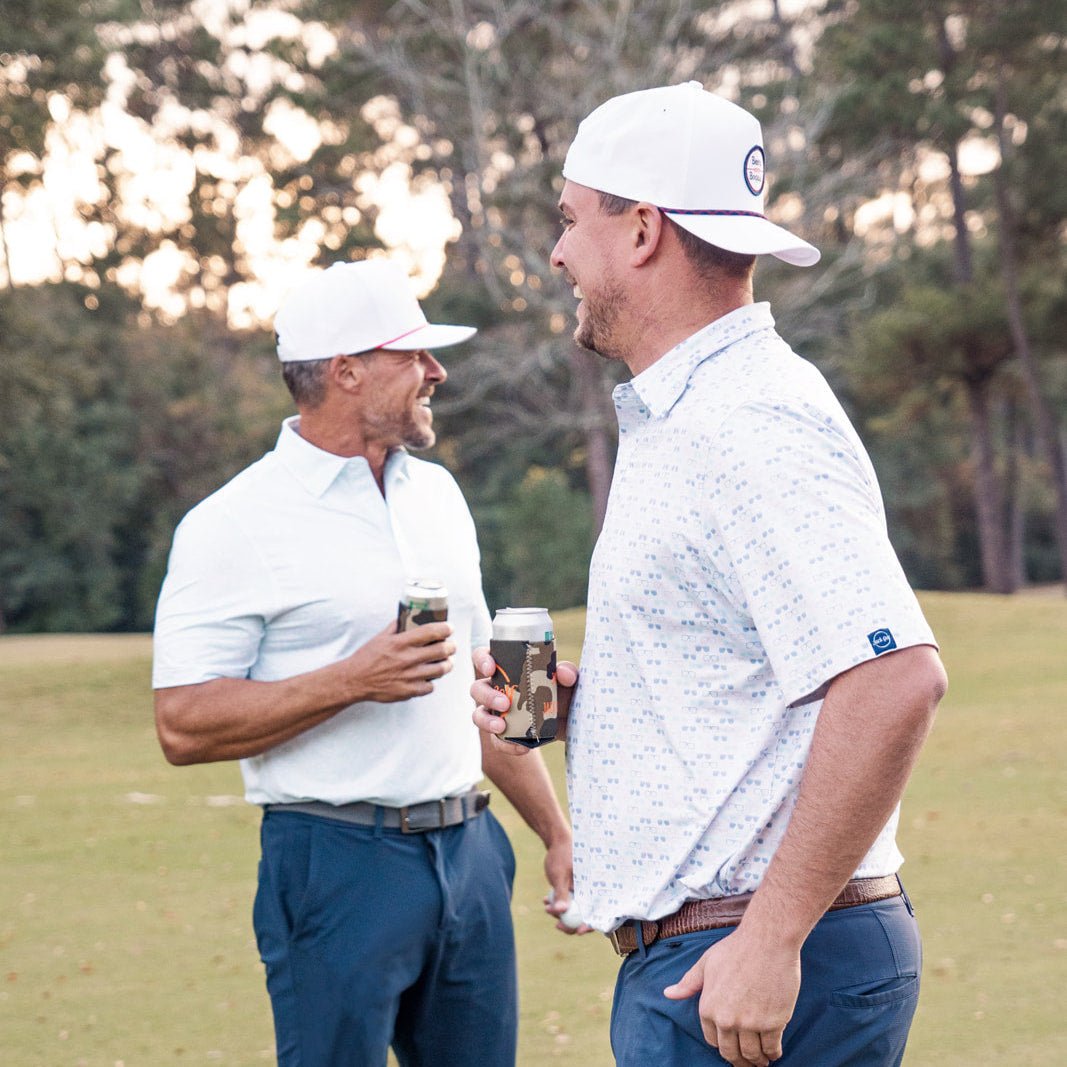 Golfers with Beer Hats Drinking Beer