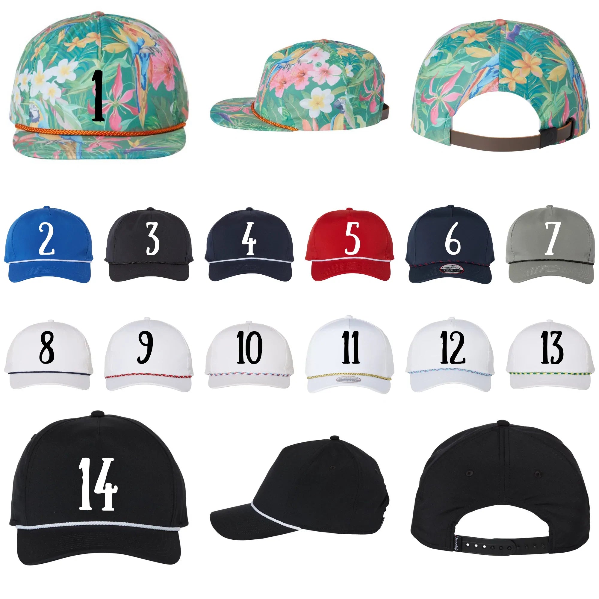 Custom golf hat with personalized cartoon image and text