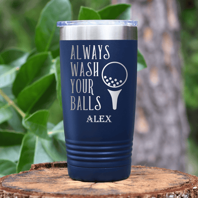 Navy Golf Tumbler With Always Wash Your Balls Design