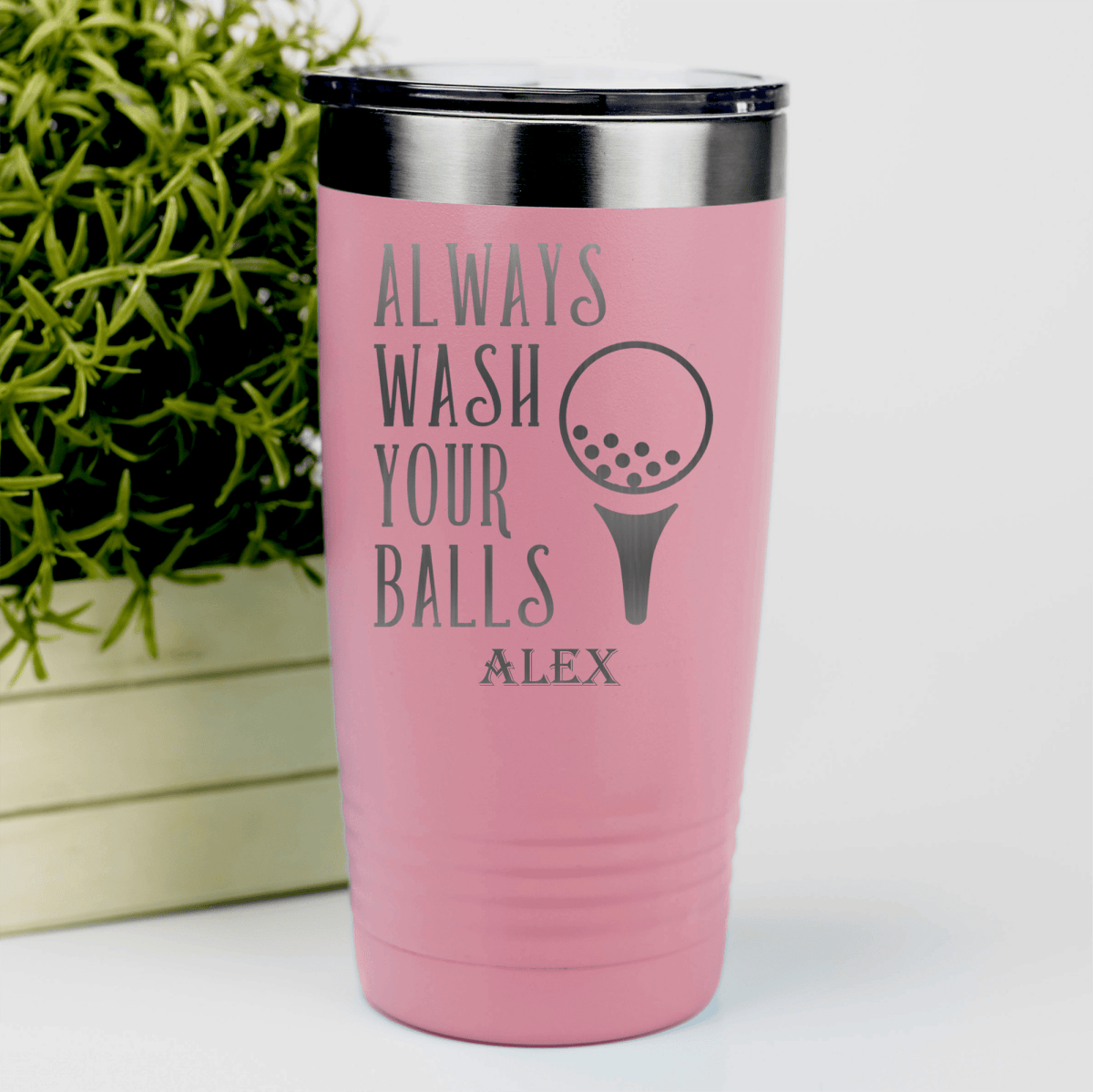 Salmon Golf Tumbler With Always Wash Your Balls Design