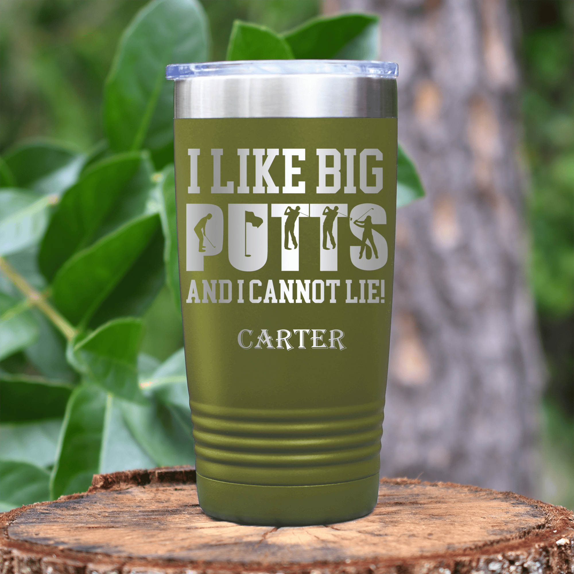 Military Green Golf Tumbler With Baby Got Back Design