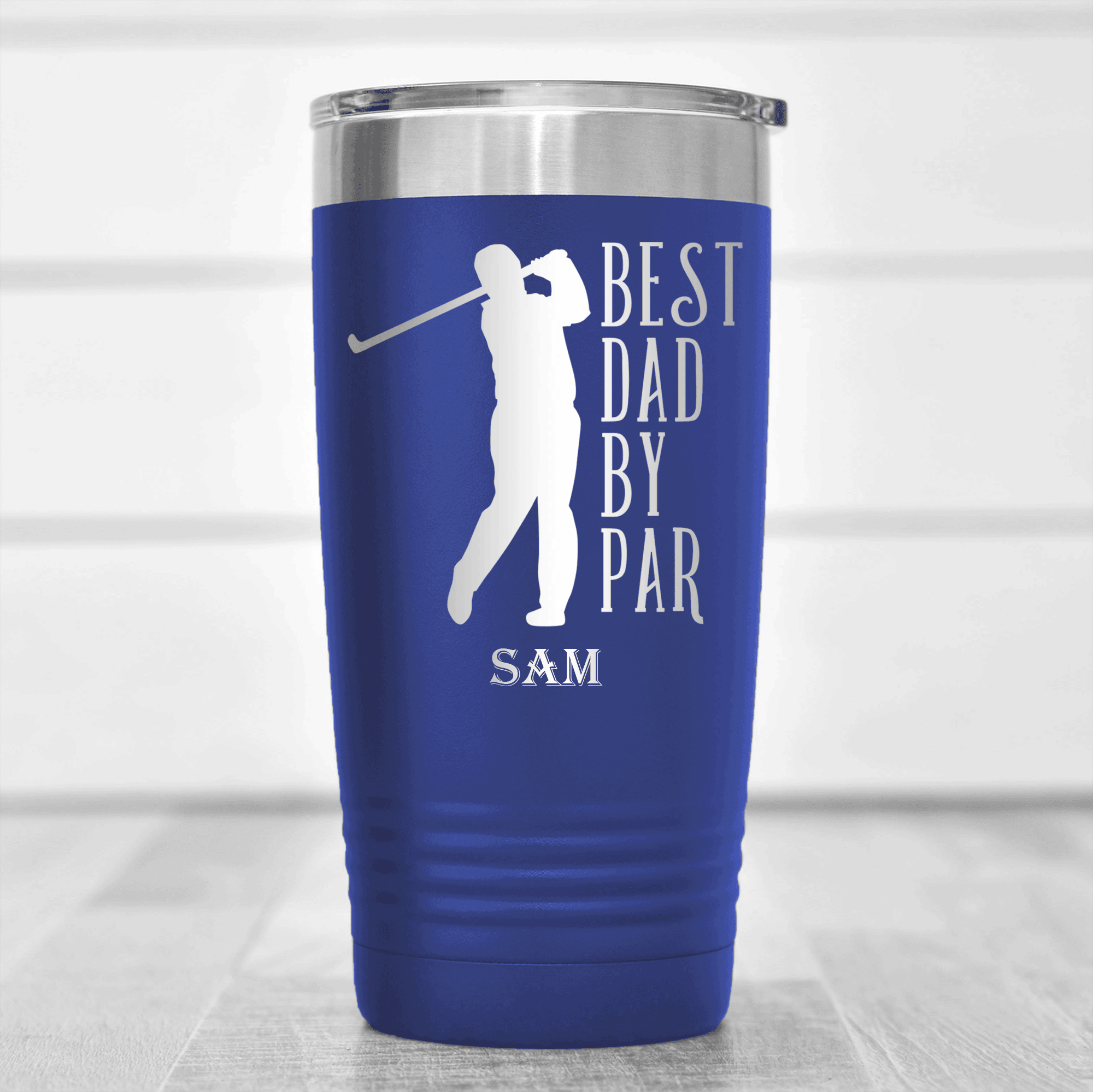 Blue Golf Tumbler With Best Dad By Par Design