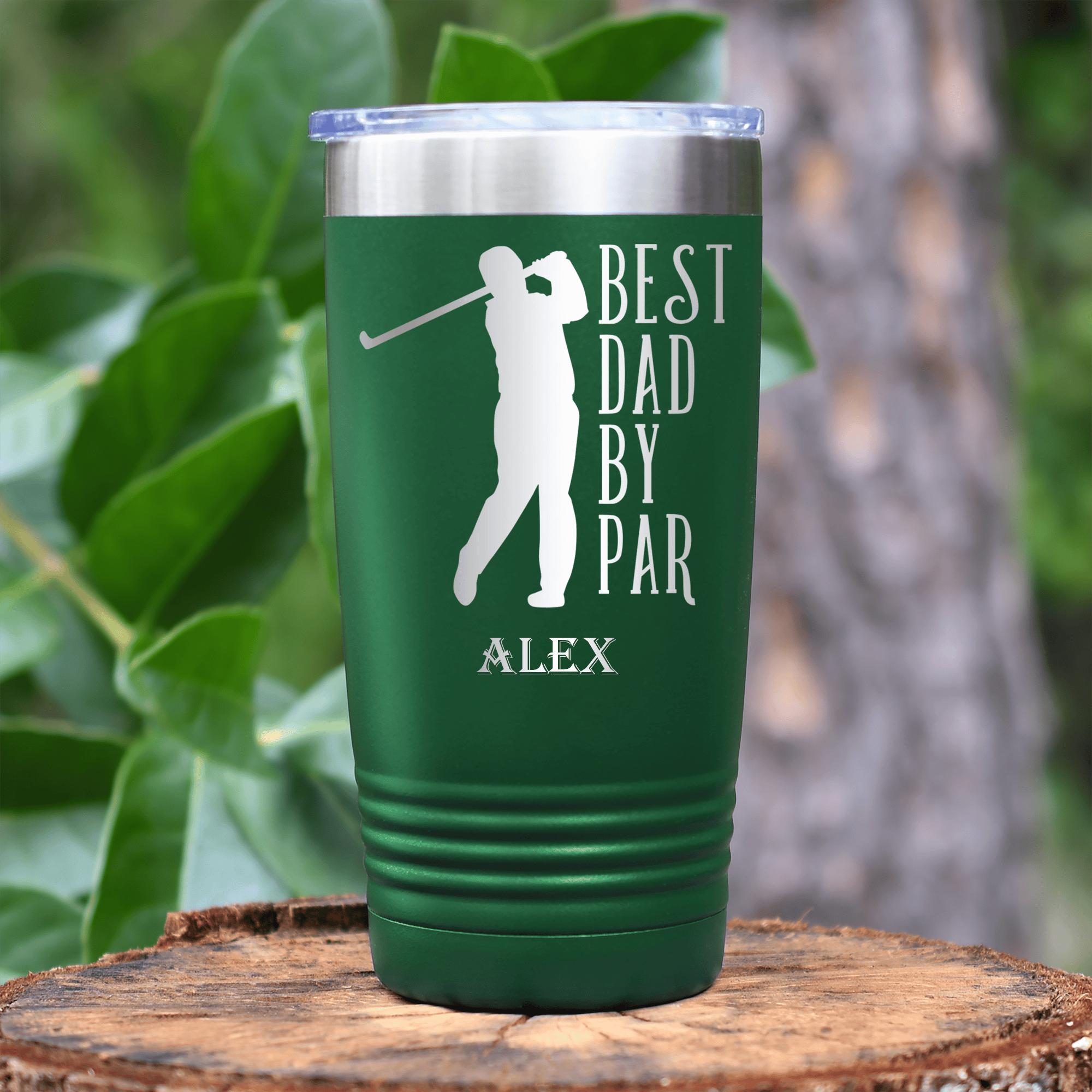 Green Golf Tumbler With Best Dad By Par Design