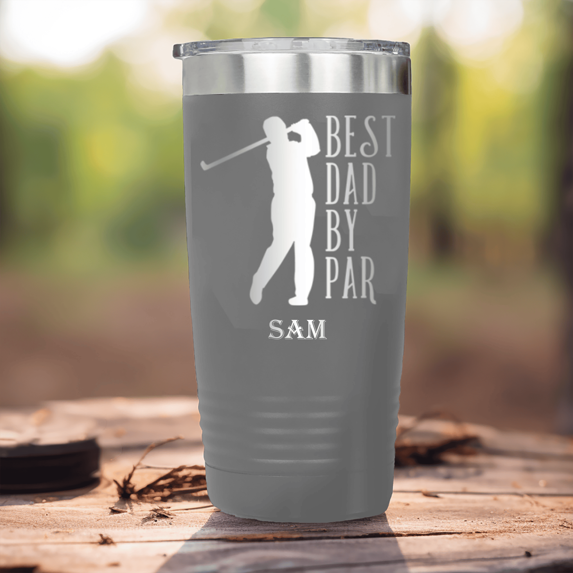 Grey Golf Tumbler With Best Dad By Par Design