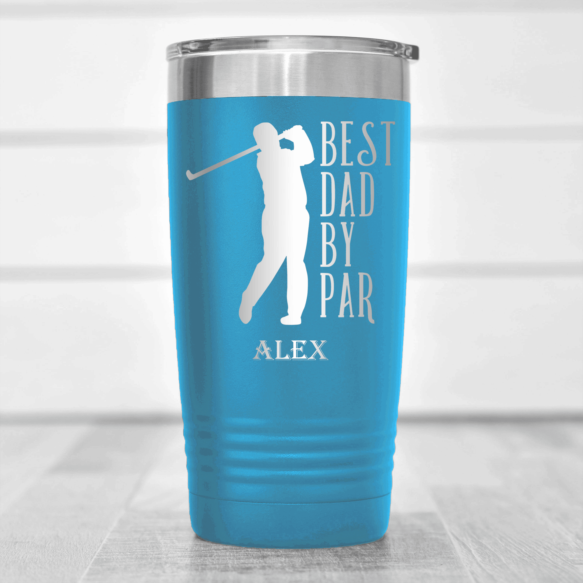 Light Blue Golf Tumbler With Best Dad By Par Design