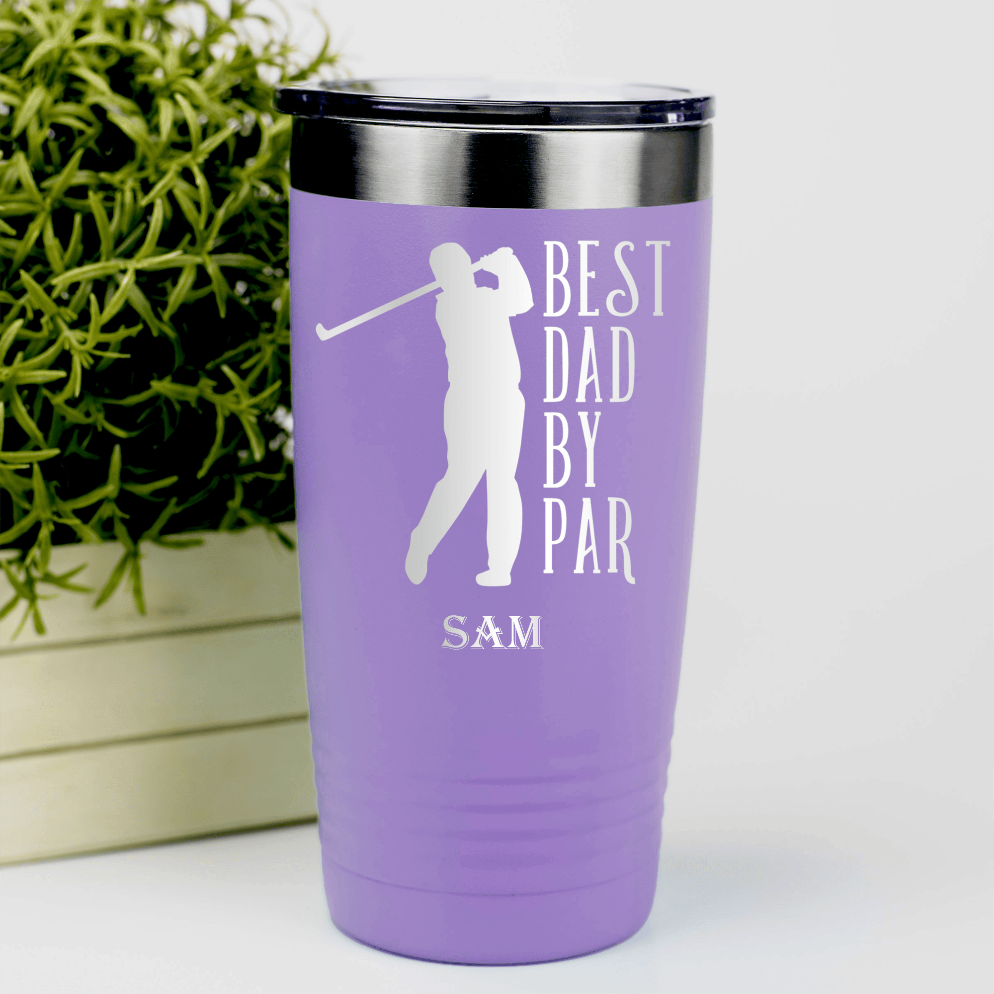 Light Purple Golf Tumbler With Best Dad By Par Design