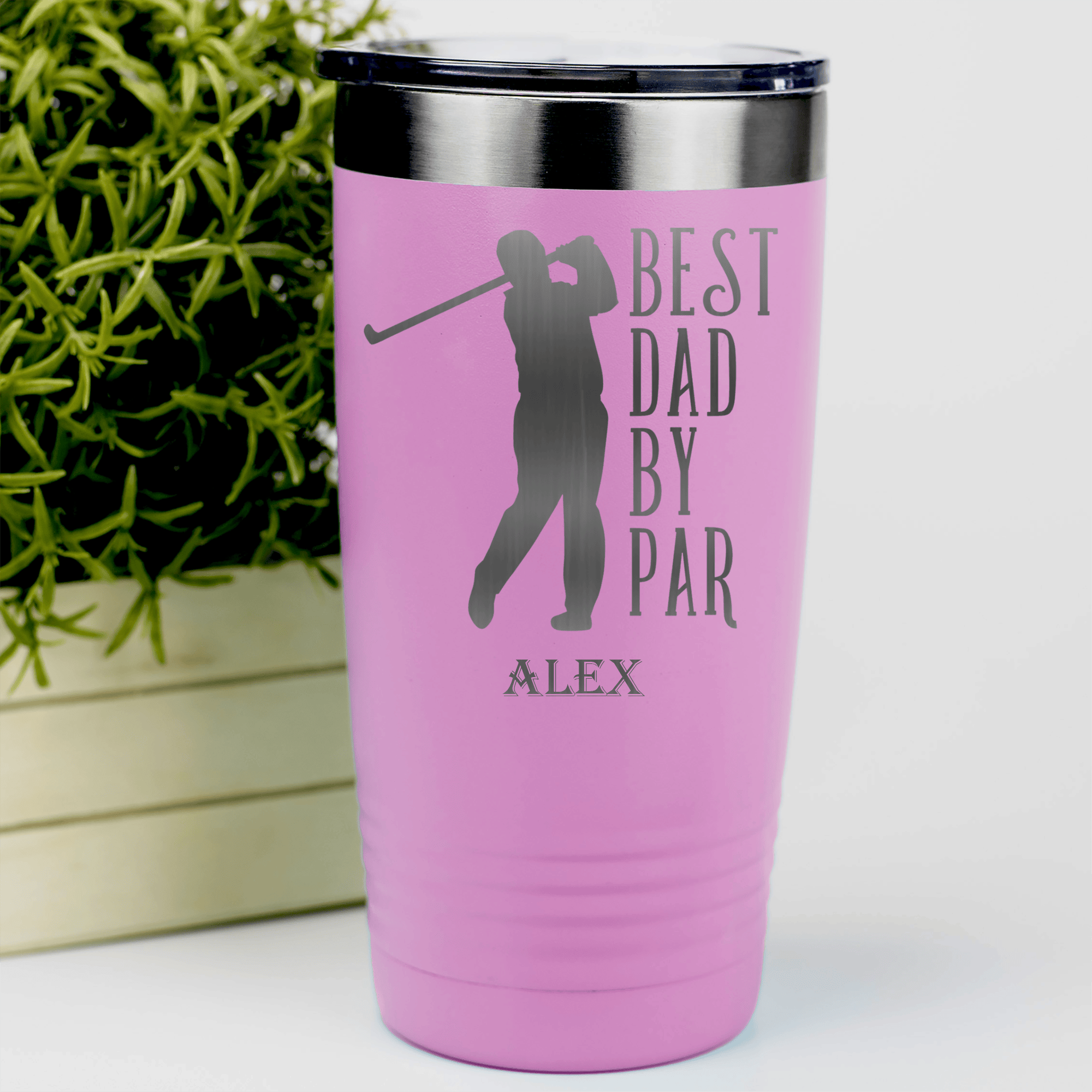 Pink Golf Tumbler With Best Dad By Par Design