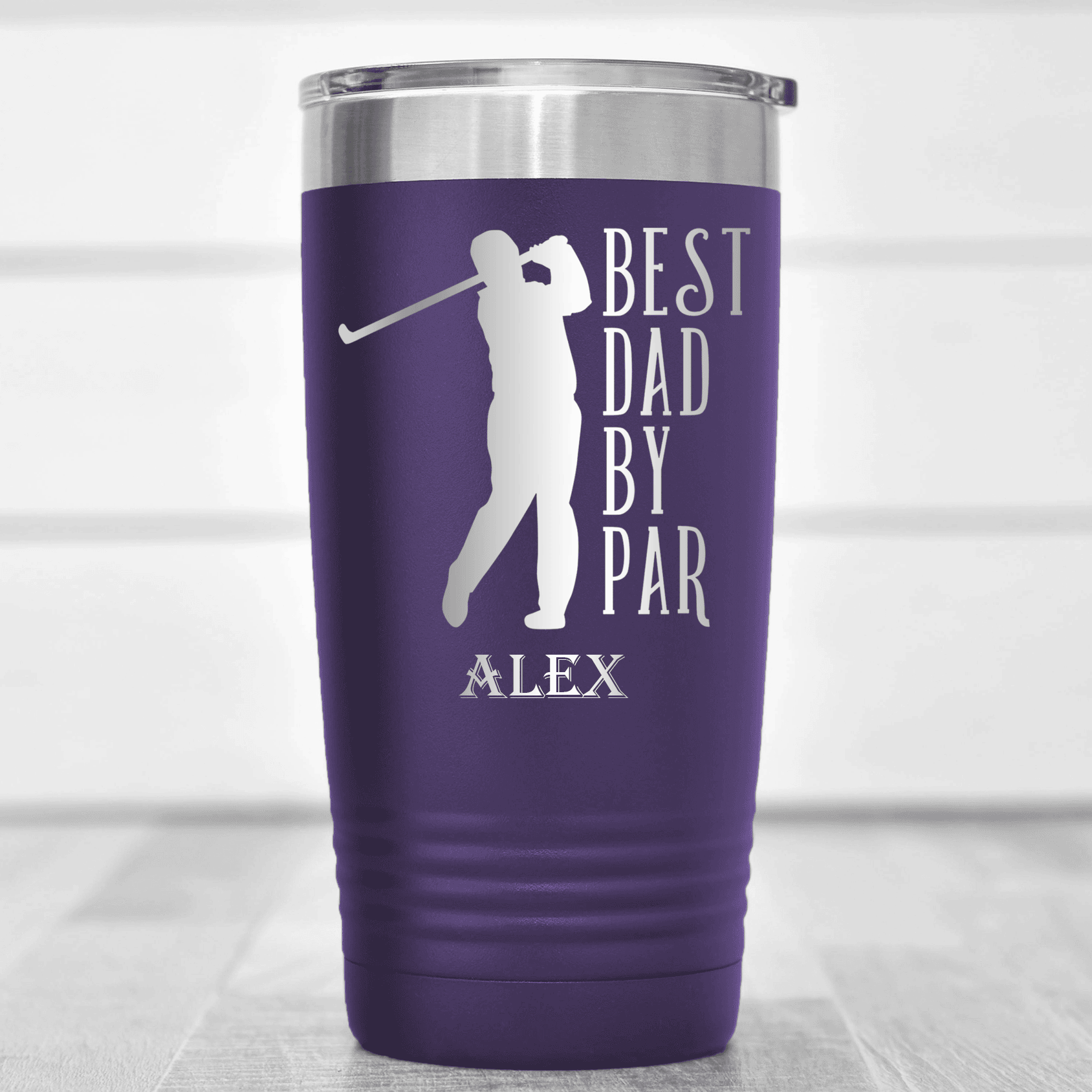 Purple Golf Tumbler With Best Dad By Par Design