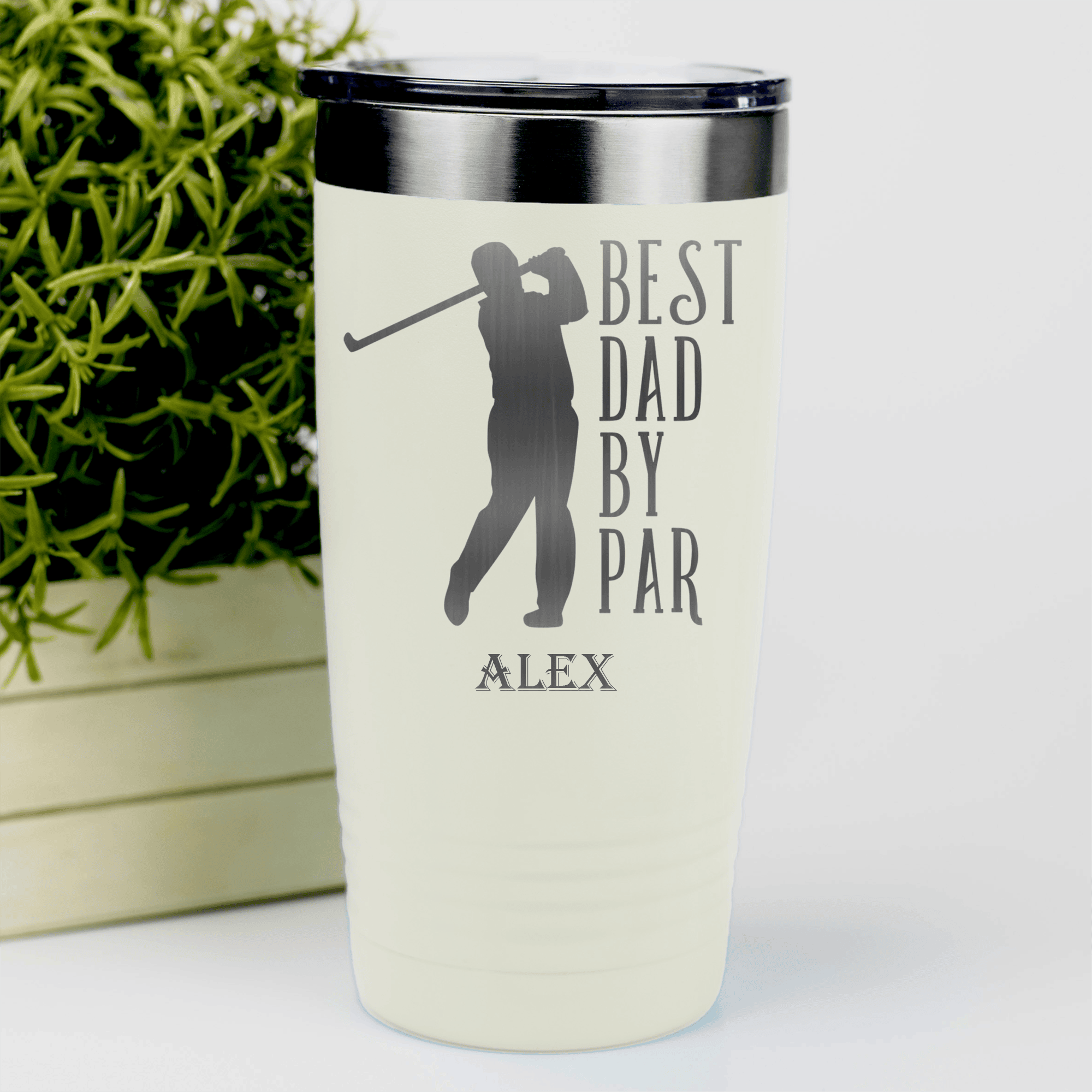 White Golf Tumbler With Best Dad By Par Design