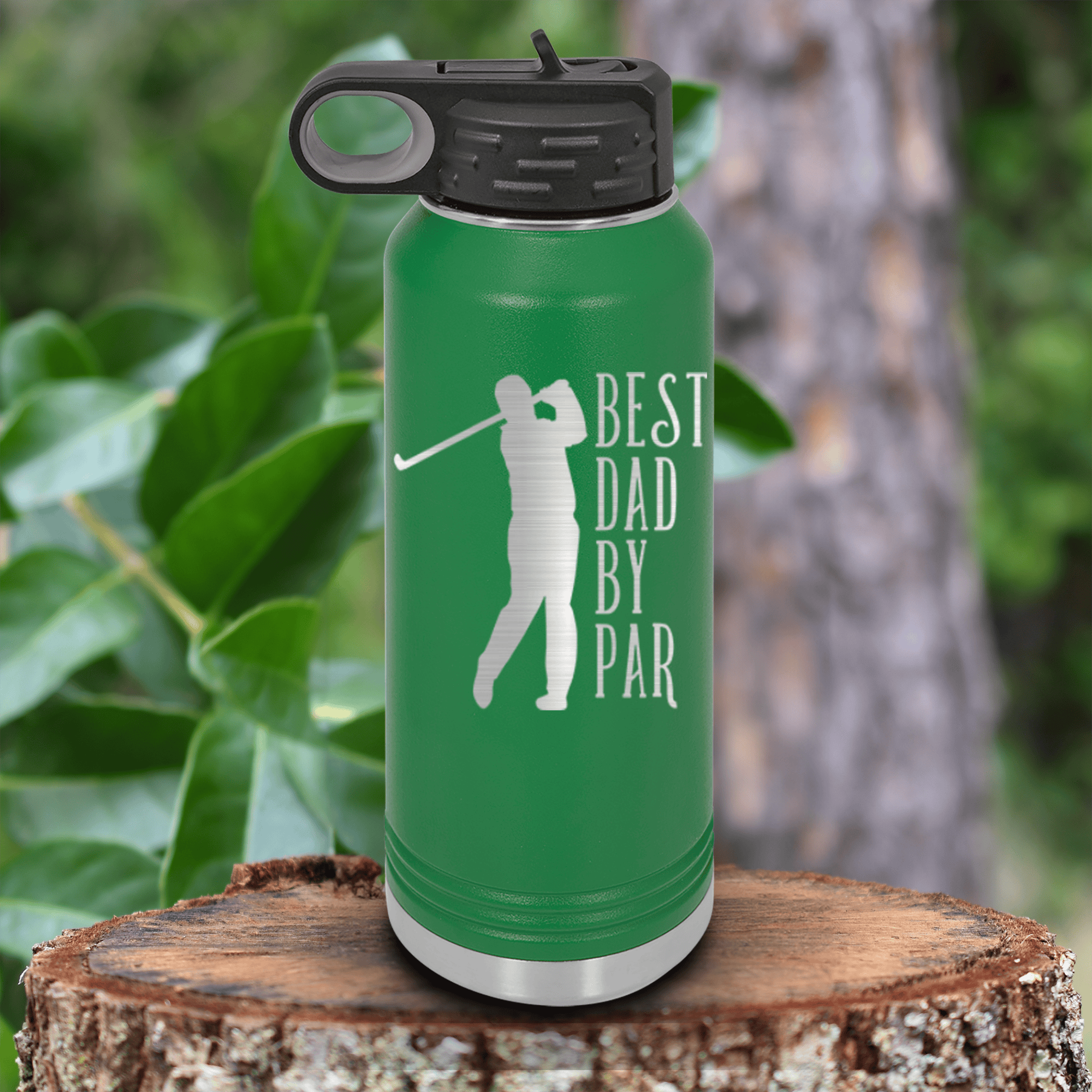 Green golf water bottle Best Dad By Par