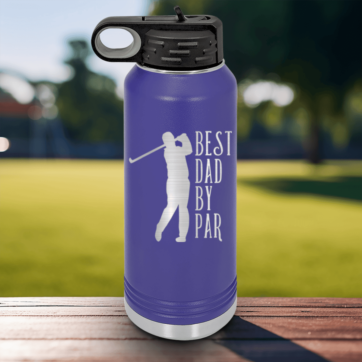 Purple golf water bottle Best Dad By Par