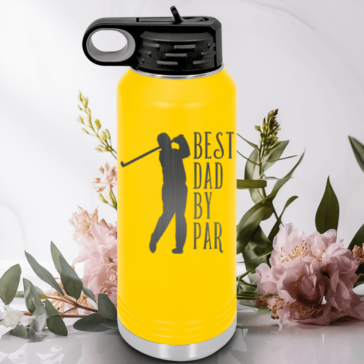 Yellow golf water bottle Best Dad By Par